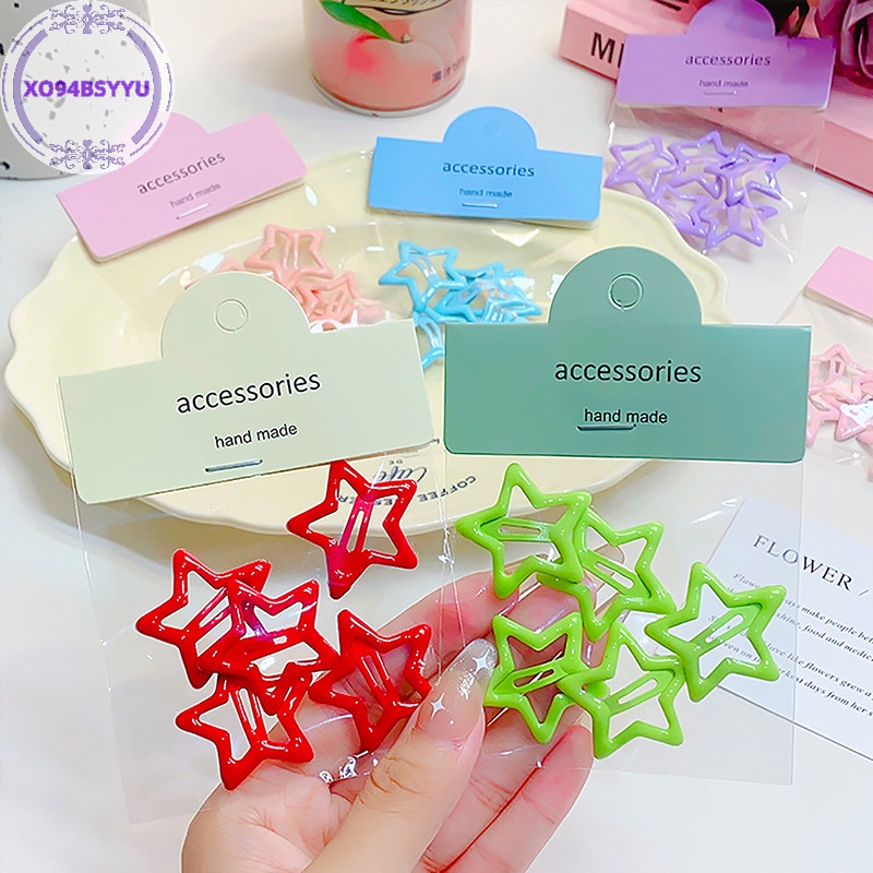 Xo94bsyu set 5 Kẹp Tóc Kim Loại Hình Ngôi Sao Màu Kẹo Ngọt Ngào Đáng Yêu vn