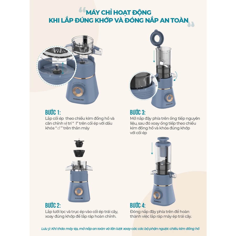 Máy ép chậm Sunhouse SHD5518 - Bảo hành 12 tháng chính hãng
