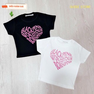 Áo thun croptop nữ tay ngắn trái tim b.l.a.c.k p.i.n.k