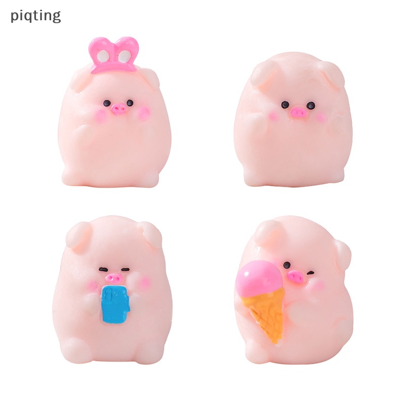 Piqt Đồ trang trí Chú Heo Hồng mini Bằng Nhựa resin Dễ Thương Trang Trí Bảng Điều Khiển Xe Hơi / Văn Phòng / Máy Tính Để Bàn