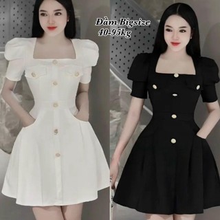 Thời Trang Én Nhỏ Có Bigsize - Đầm Váy Bigsize Nữ Vải Linen Cao Cấp Thiết Kế Đi Dự Tiệc Cổ Vuông Cao Cấp Xinh Đẹp40-95kg