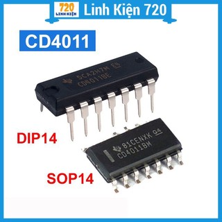 Ic cd4011 sop14/dip14 bốn cổng nand 2 đầu vào