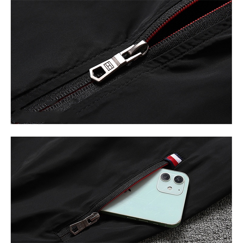 Áo Khoác Gió Thêu logo tommy hilfiger 100% Chính Hãng Phối Lưới Kẻ Sọc Bên Trong Có Khóa Kéo Cho Cặp Đôi