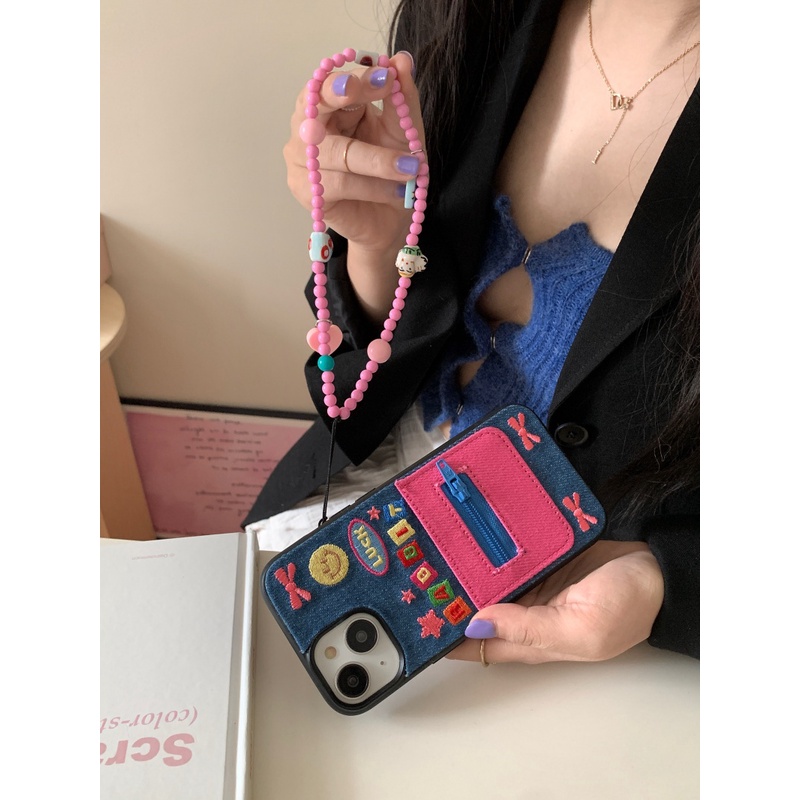 Thẻ Ốp Điện Thoại Da denim Có Dây Kéo Cho iphone 11 12 13 14 15 12pro 13pro 14pro 15pro 12promax 13promax 14promax 15promax 13