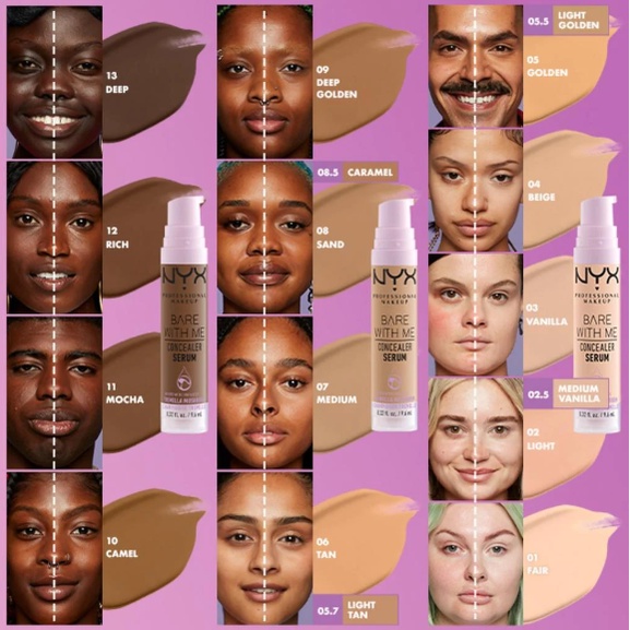 Che khuyết điểm dưỡng ẩm 24h NYX Bare With Me Concealer Serum