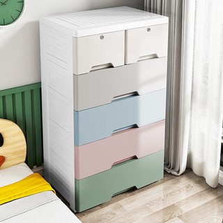 Tủ Nhựa Đựng Quần Áo,Tủ Quần Áo Cho Bé,Tủ Đựng Đồ Có Khóa, 4、5、6 Tầng Nhiều Màu