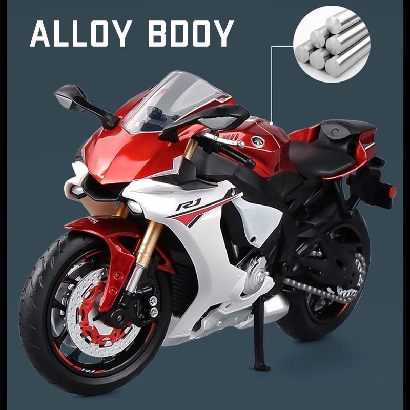 Mô Hình Xe Mô Tô Yamaha YZF-R1 Bằng Hợp Kim Tỉ Lệ 1: 12 tặng ô tô