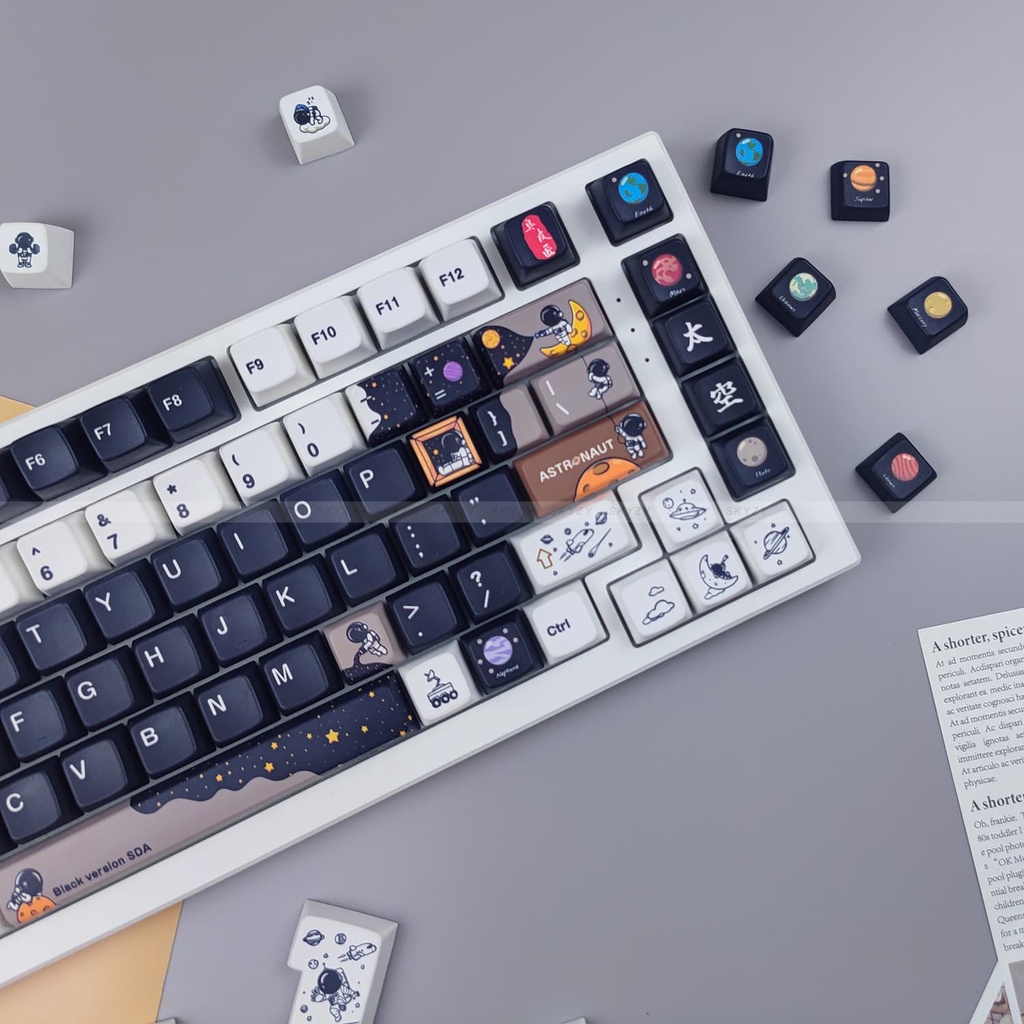 Astronaut Keycaps SDA Profile phi hành gia Hoạt hình PBT DYE SUB Bàn Phím Cơ Keycap