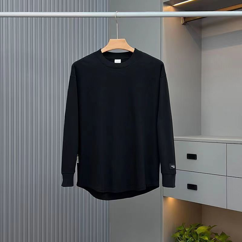 Áo Thun Tay Dài Cổ Tròn Dáng Rộng Màu Sắc Đơn Giản Thời Trang Cho Nam