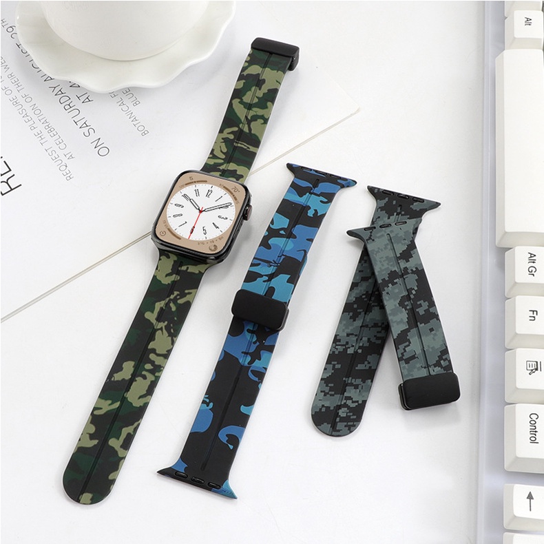 Dây Đeo Họa Tiết Rằn Ri Bằng silicone Cho Đồng Hồ Thông Minh Apple watch series 9 8 7 se 6 5 4 3 ultra iwatch 40mm 44mm 41mm 45mm 49mm