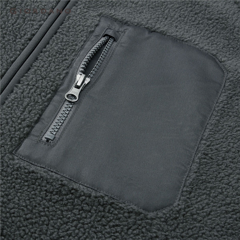 GIORDANO MEN Sherpa fleece loose hooded jacket 01073868