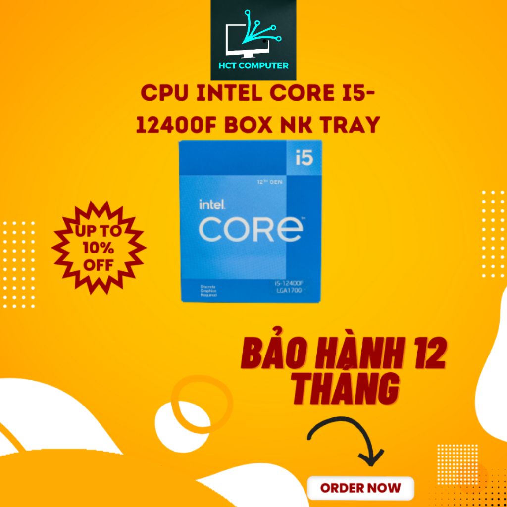 CPU Intel Core i5-12400F (18M Cache, up to 4.40 GHz) 6 cores 12 threads