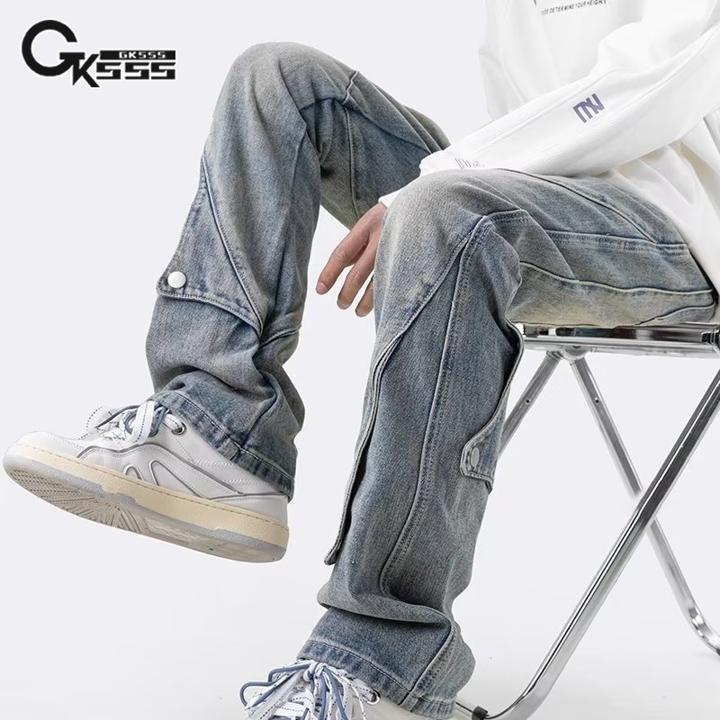 GKSSS Quần Jean Dài Trung Tính Dáng Rộng Phong Cách Mỹ Cổ Điển Hợp Thời Trang Mới Cho Cả Nam Và Nữ