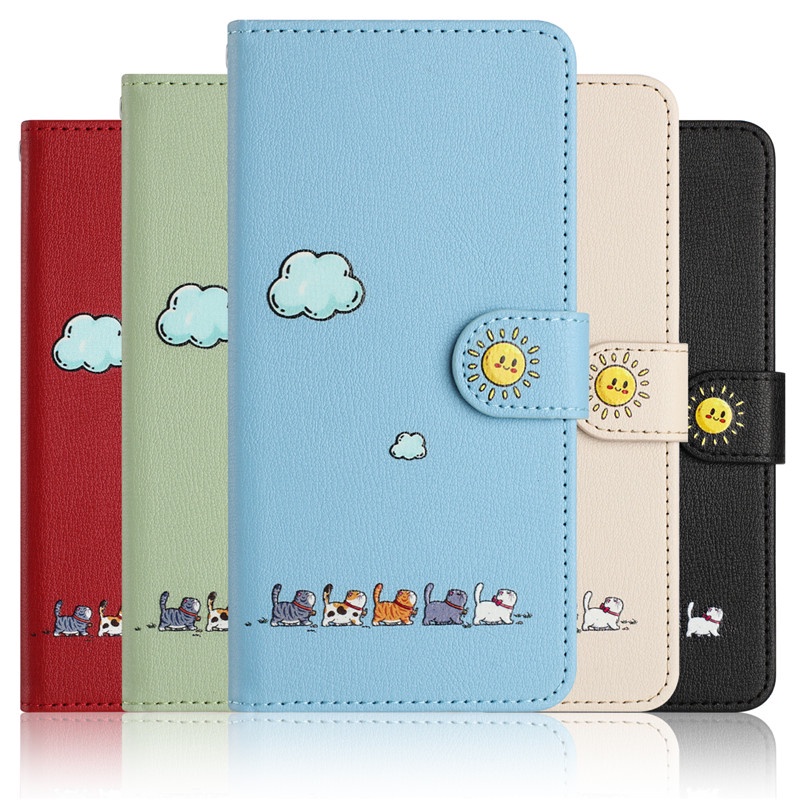 Hoạt Hình Bao Da Điện Thoại Nắp Gập Từ Tính Hình Mèo Cho samsung note20 ultra note 20 note9 note 10 plus
