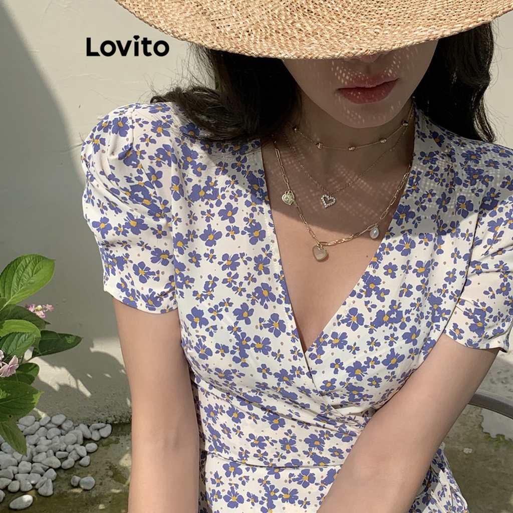 Lovito Váy quấn hoa Ditsy thường ngày cho nữ L68ED342