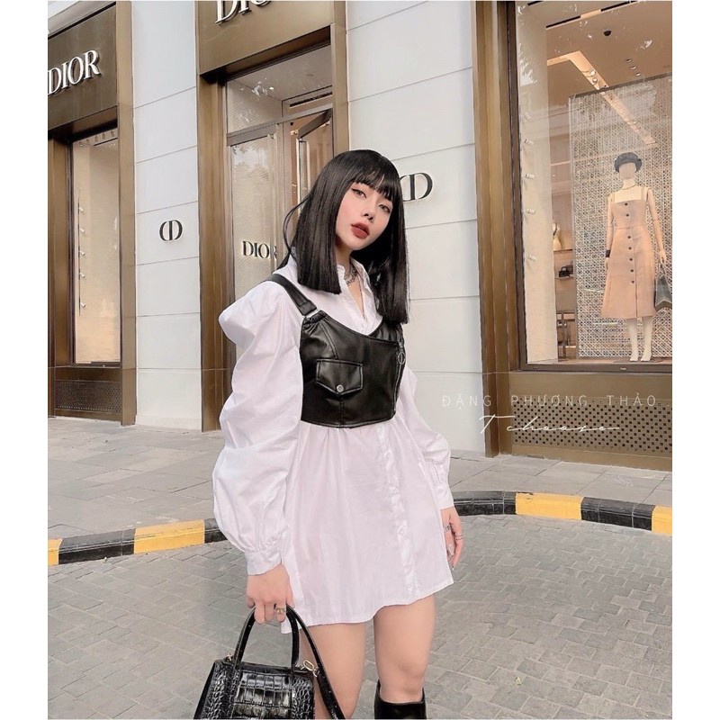 Áo sơ mi kèm áo da