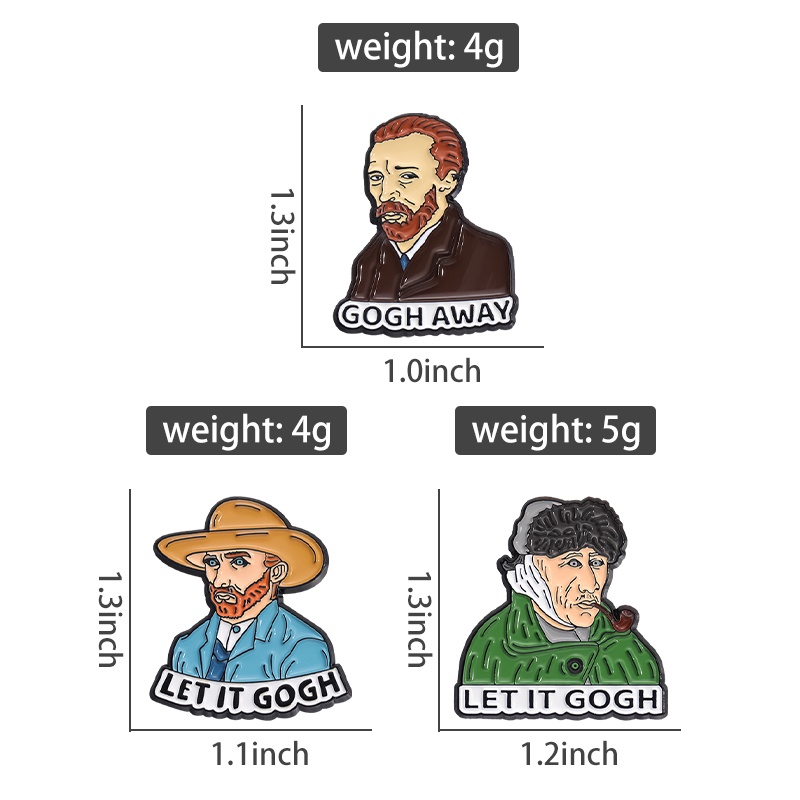 Ghim Cài Áo Bằng Kim Loại Họa Sĩ Nổi Tiếng Hoạt Hình 40 Kiểu van gogh gogh Nổi Tiếng Làm Quà Tặng Trang Sức