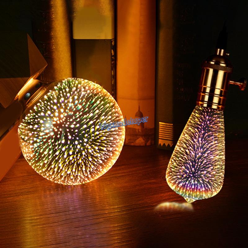 Bóng Đèn led 85-265v e27 Hiệu Ứng Pháo Hoa 3d Trang Trí Lễ Hội a60