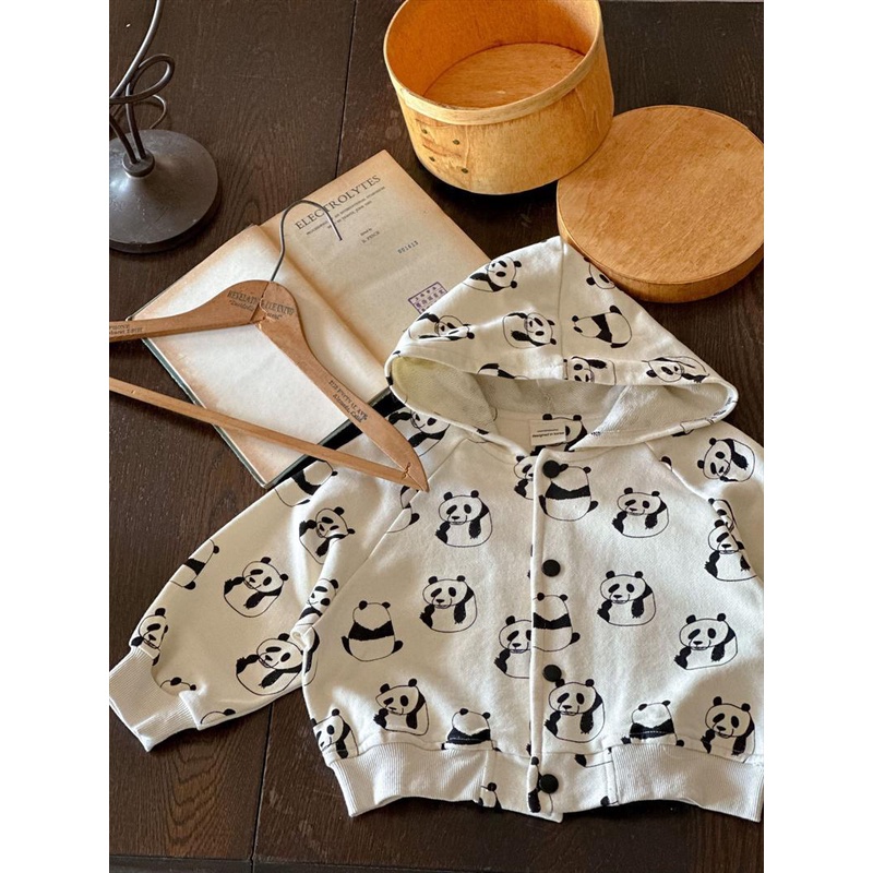 Áo Hoodie Một Hàng Nút Họa Tiết Gấu Trúc Hoạt Hình Thời Trang Mùa Thu 2023 Cho Bé