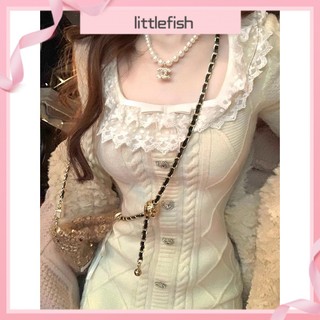 [littlefish] Bầu Khí Quyển Mùa Thu Đông Ngọt Ngào Không Khí Dạng Xoắn Phối Ren 5m!!Đầm sweater Dày Dặn Cỡ Lớn Thời Trang Cho Nữ