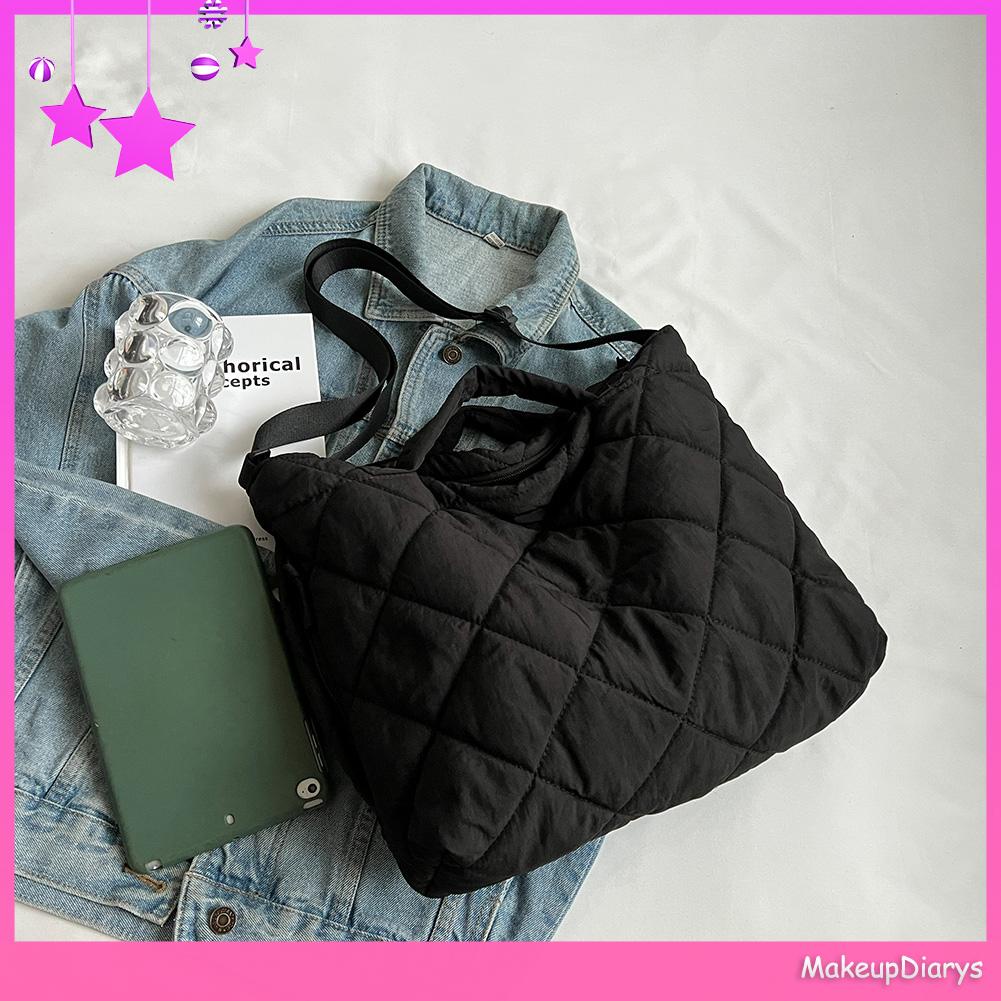 ★ Đồ Trang Điểm Trang Điểm ★ Túi Đeo Chéo Vai Sức Chứa Lớn Bằng cotton Họa Tiết Hình Thoi Phong Cách vintage Dành Cho Nữ