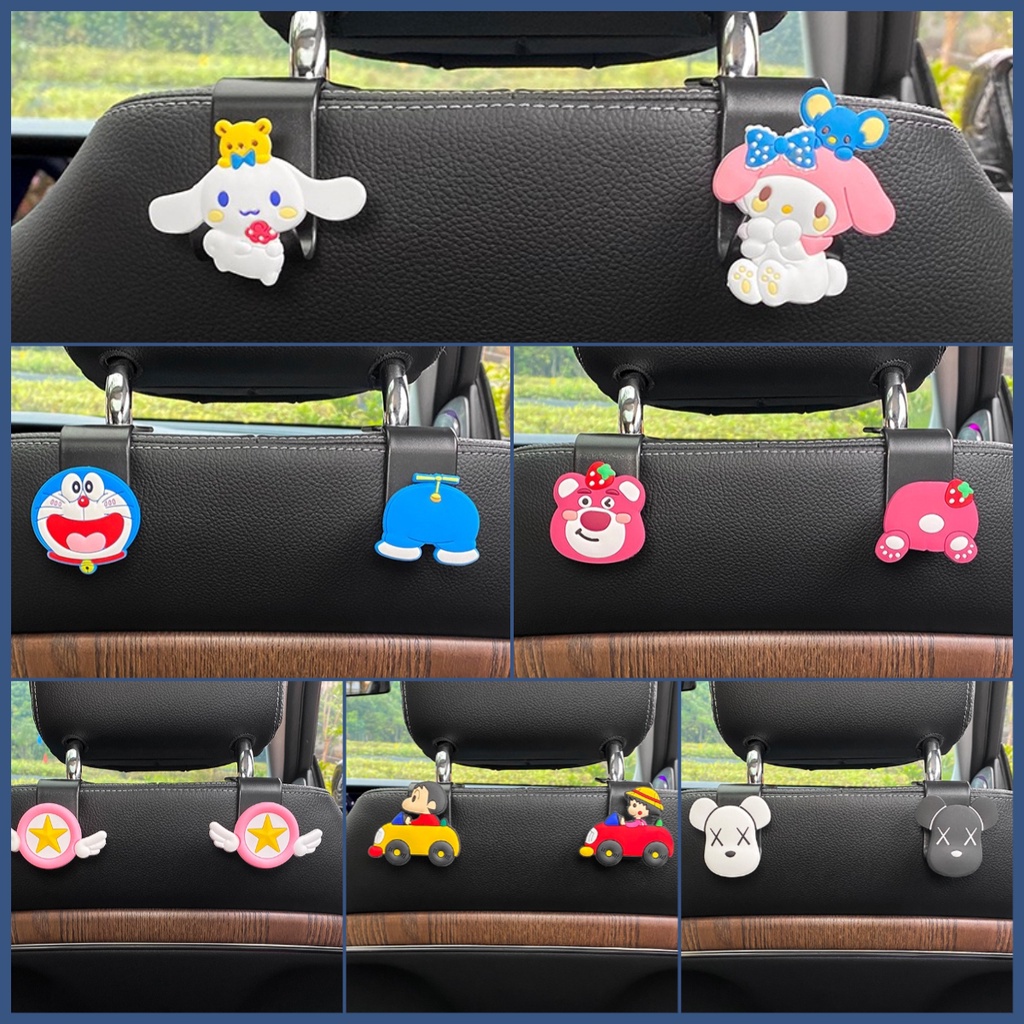 Bộ 2 Móc Treo Đồ Gắn Sau Ghế Xe Hơi Đa Năng Hình doraemon / melody / Cậu Bé Bút Chìa Khóa