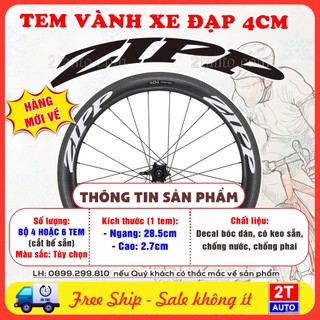 Logo tem decal chữ zipp dán vành xe đạp fixed gear,tem logo zipp dán bánh xe 4cm,nhiều màu, chống nước