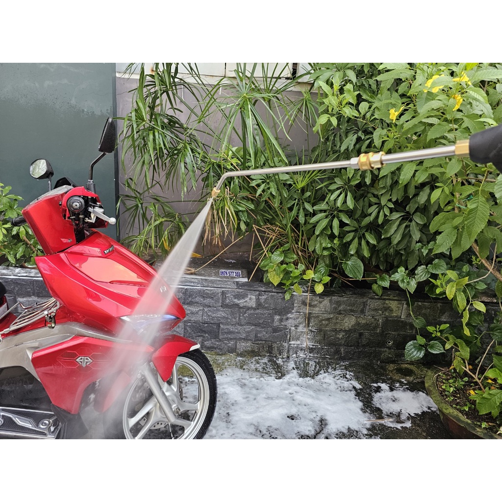 Thanh Nối Dài Đầu Uốn Cong Tích Hợp Béc Phun 25 Độ Cho Máy Rửa Xe Cao Áp