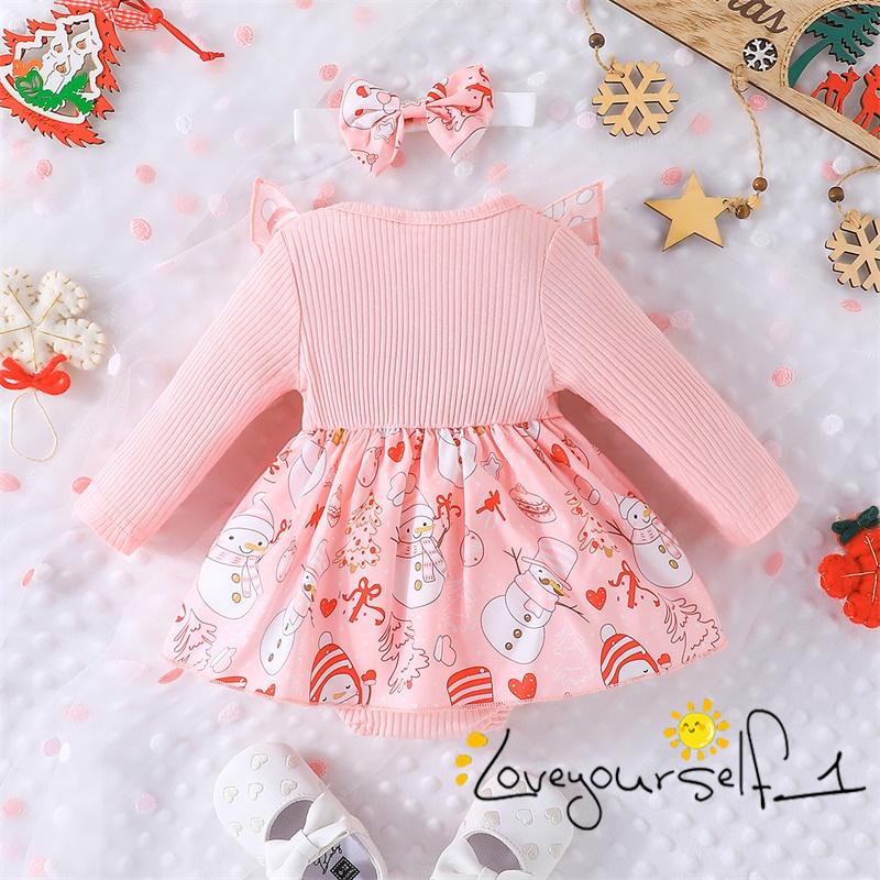 Set Đồ Giáng Sinh 2 Món Gồm Áo Tay Dài Và Băng Cài Đầu In Họa Tiết Hoạt Hình Cho Bé Gái Sơ Sinh b930g