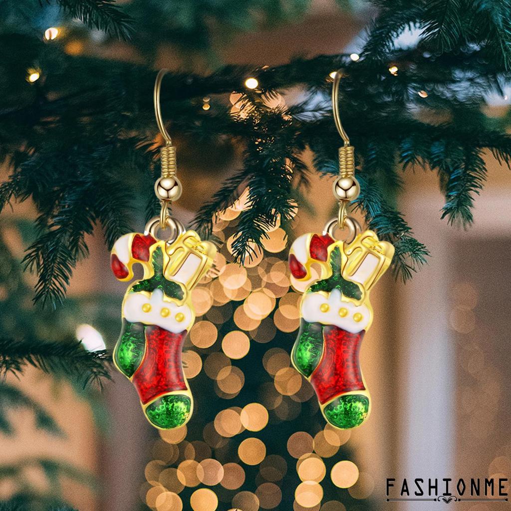 Bông Tai Dáng Dài Họa Tiết Giáng Sinh Thời Trang Cho Nữ