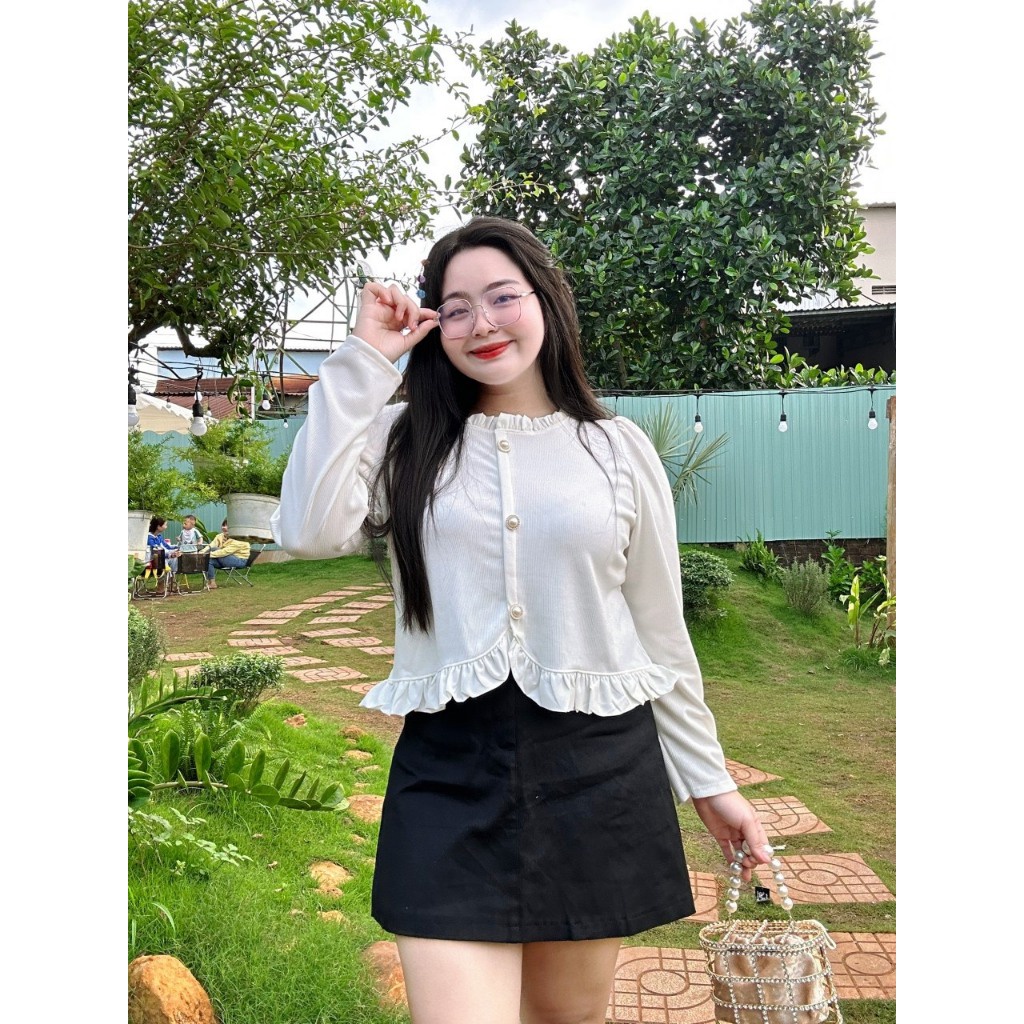 Áo Sơ Mi KIểu Bigsize Thiết Kế Bèo Xinh Xắn Trẻ Trung Nữ Tính Chất Vải Gân Tăm Mềm Mại SM46