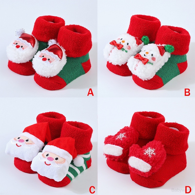Vớ cotton In Họa Tiết Giáng Sinh Dễ Thương Cho Bé Sơ Sinh