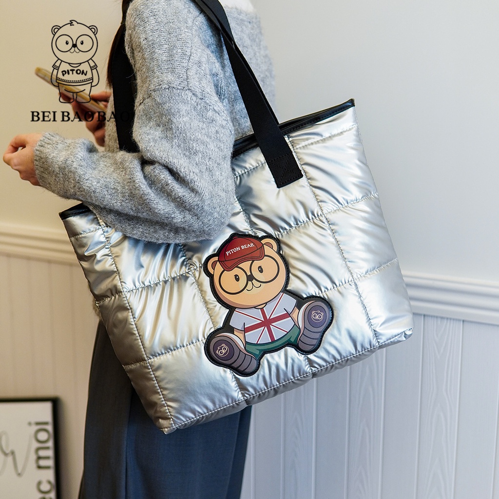 Piton Bear Túi Đeo Vai - Kiểu Dáng Thời Trang, Dung Tích Lớn, Chất Liệu Cotton Túi Sách Túi tote