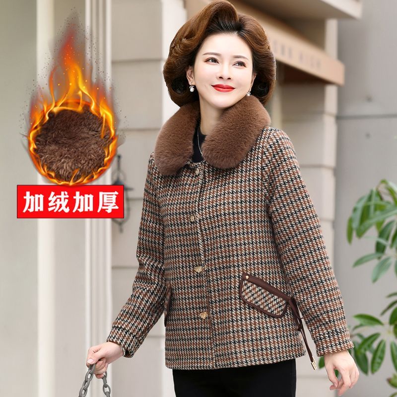 Áo Khoác Lót Lông Cừu Dáng Ngắn Phong Cách Phương Tây Thời Trang Mùa Đông Cho Phụ Nữ Trung Niên