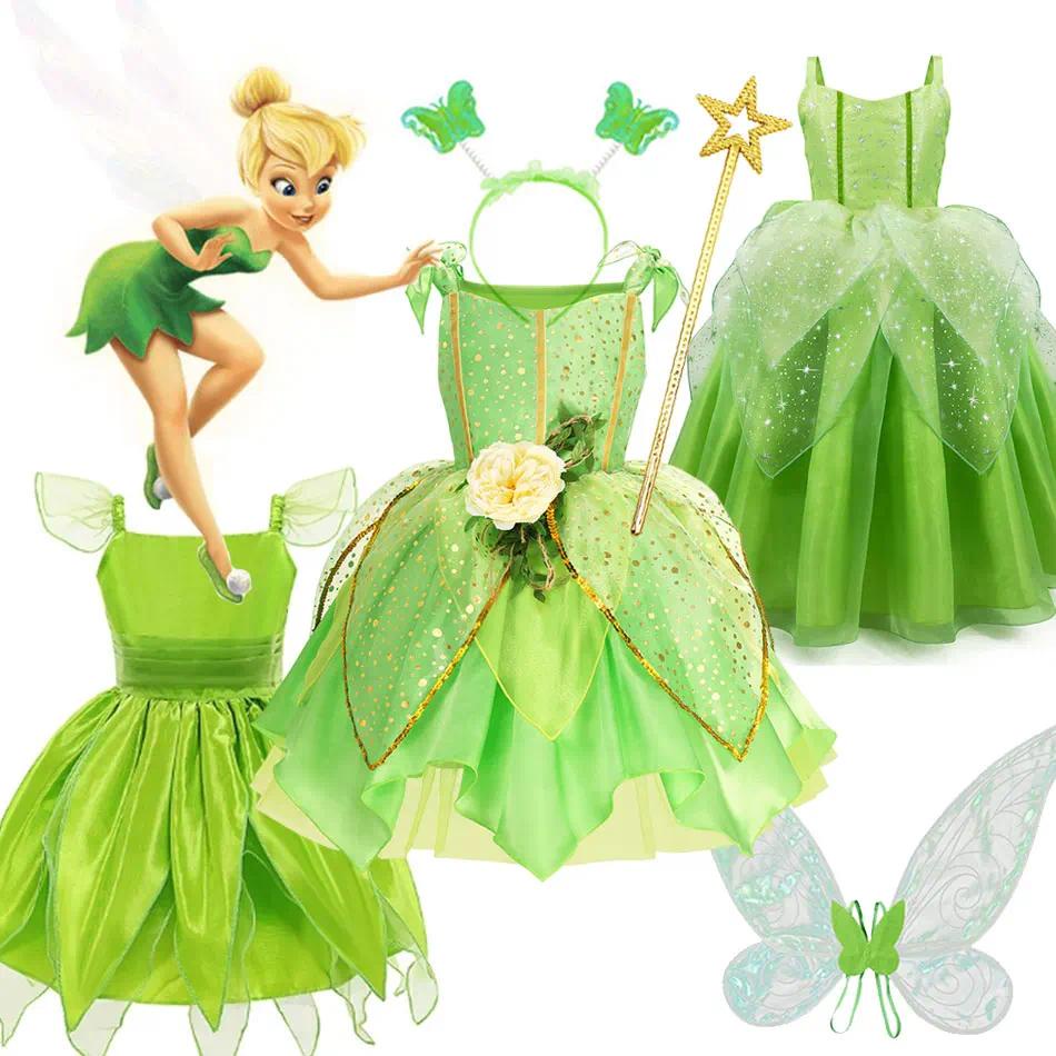 Đầm Hóa Trang Công Chúa tinkerbell Màu Xanh Lá Cây Dành Cho Bé Gái