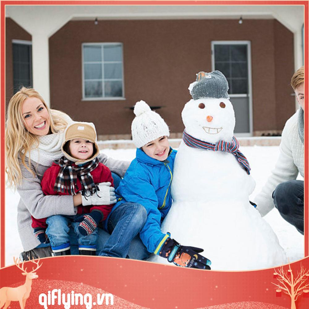 Găng Tay Lông Cừu San Hô Chống Thấm Nước Mùa Đông Dành Cho Trẻ Em