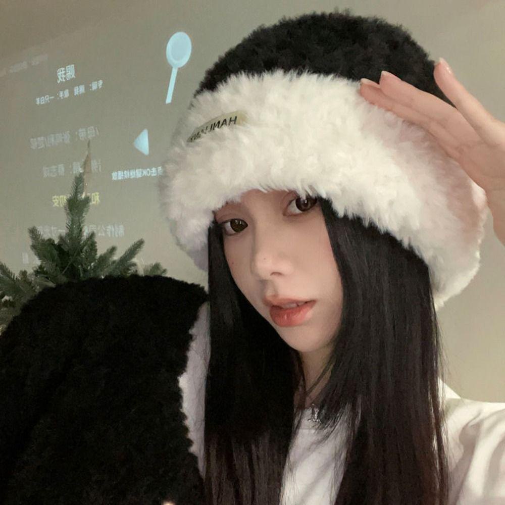 Mũ Len Trùm Đầu Giữ Ấm Mùa Đông In Chữ Phong Cách Hàn Quốc Đơn Giản