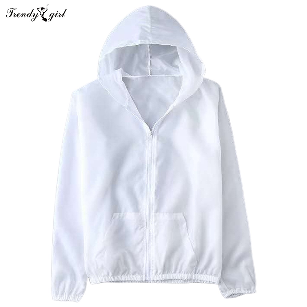 Áo Khoác Chống Nắng Tay Dài Có Khóa Kéo Màu Trơn Siêu Mỏng Cho Nam Và Nữ