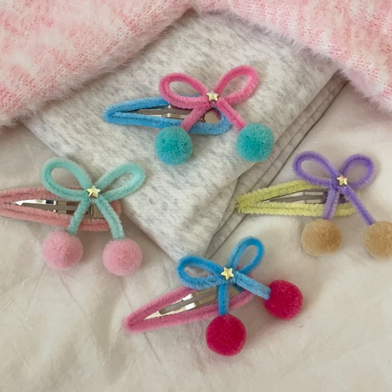 Kẹp Tóc Nơ Phủ Lông Nhung Dễ Thương Xinh Xắn Dành Cho Nữ
