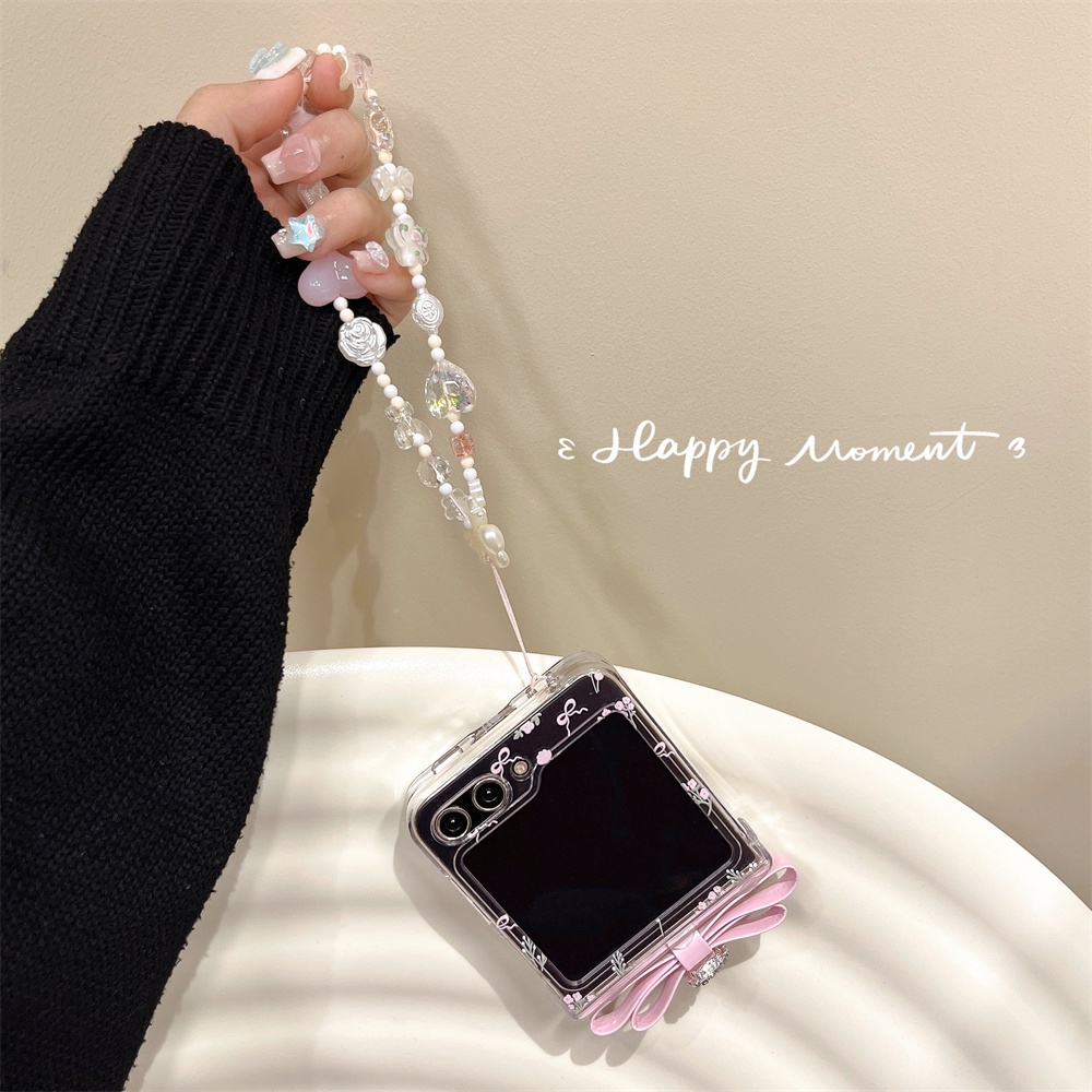 Bao Da Điện Thoại Nắp Lật Kèm Dây Đeo Đính Đá Cho samsung galaxy z flip3 zflip4 zflip 5 flip5 Ốp