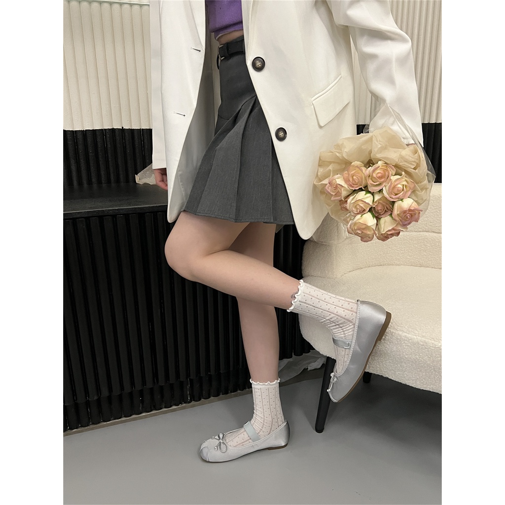 Giày Búp Bê Mũi Tròn Bằng satin Phong Cách retro Mẫu Mới 2023 Dành Cho Nữ