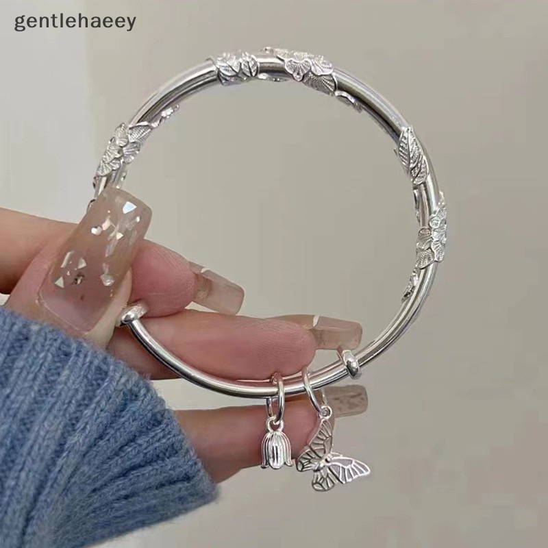 Gent Vòng Tay Dạng Mở Hình Hoa Bướm Trái Tim Bằng Tre Có Thể Điều Chỉnh Góc Phong Cách Trung Hoa Thời Trang