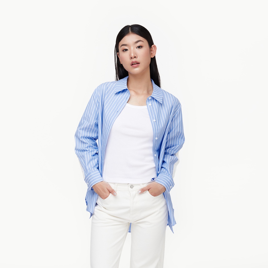 TheBlueTshirt - Áo Sơ Mi Nữ Phom Rộng Nữ - Oversized Button Shirt - CCR Blue Stripe