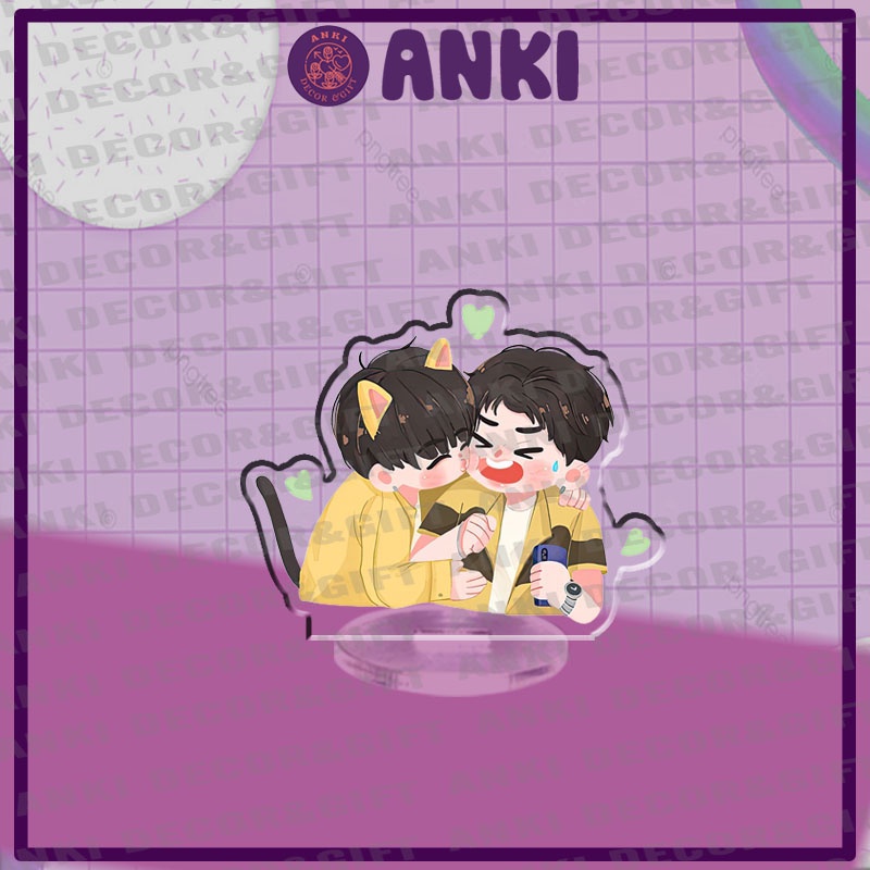 Standee OTP OffGun chibi dễ thương, standee mica OffGun, quà tặng, sưu tập đu idol, đồ trang trí góc bàn cute