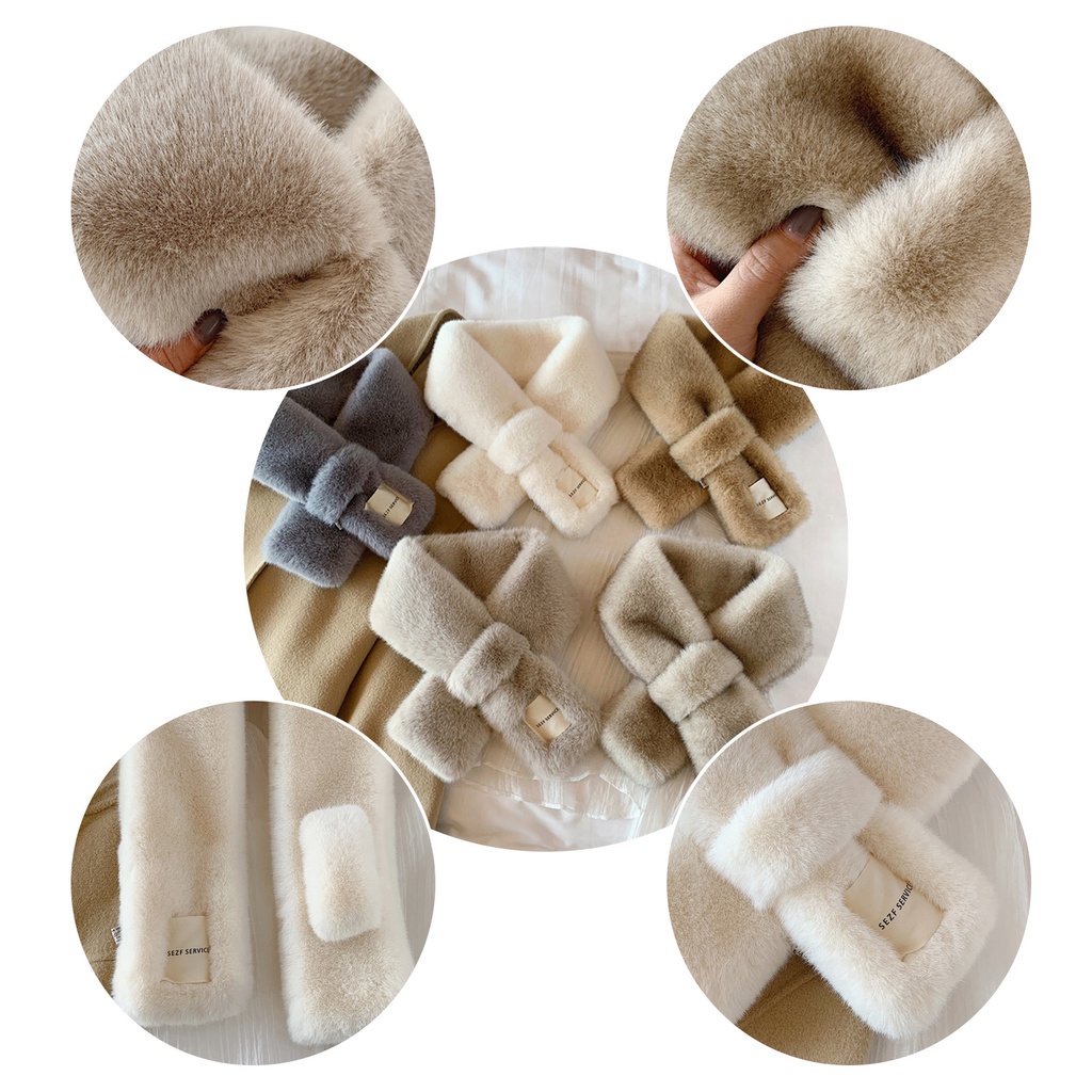 Khăn Choàng Lông Thỏ Nhân Tạo Dày Dặn Giữ Ấm Mùa Đông