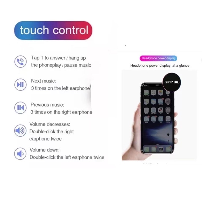 Tai nghe không dây i12 tws Cảm Ứng Độ Trung Thực Cao Kèm Mic