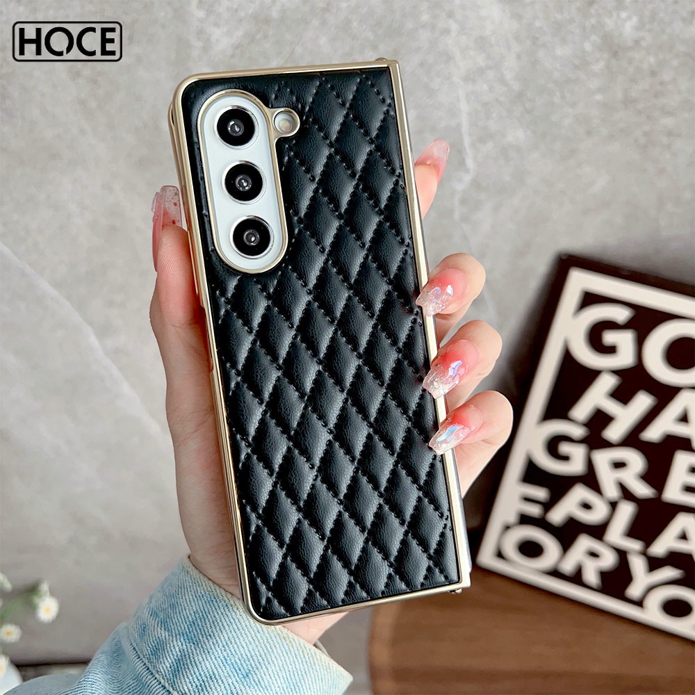 Ốp Điện Thoại Mềm Mạ Điện Sọc Caro 2 Trong 1 z Fold5 Cho samsung galaxy z fold 5 4 3 fold4 5g z Fold