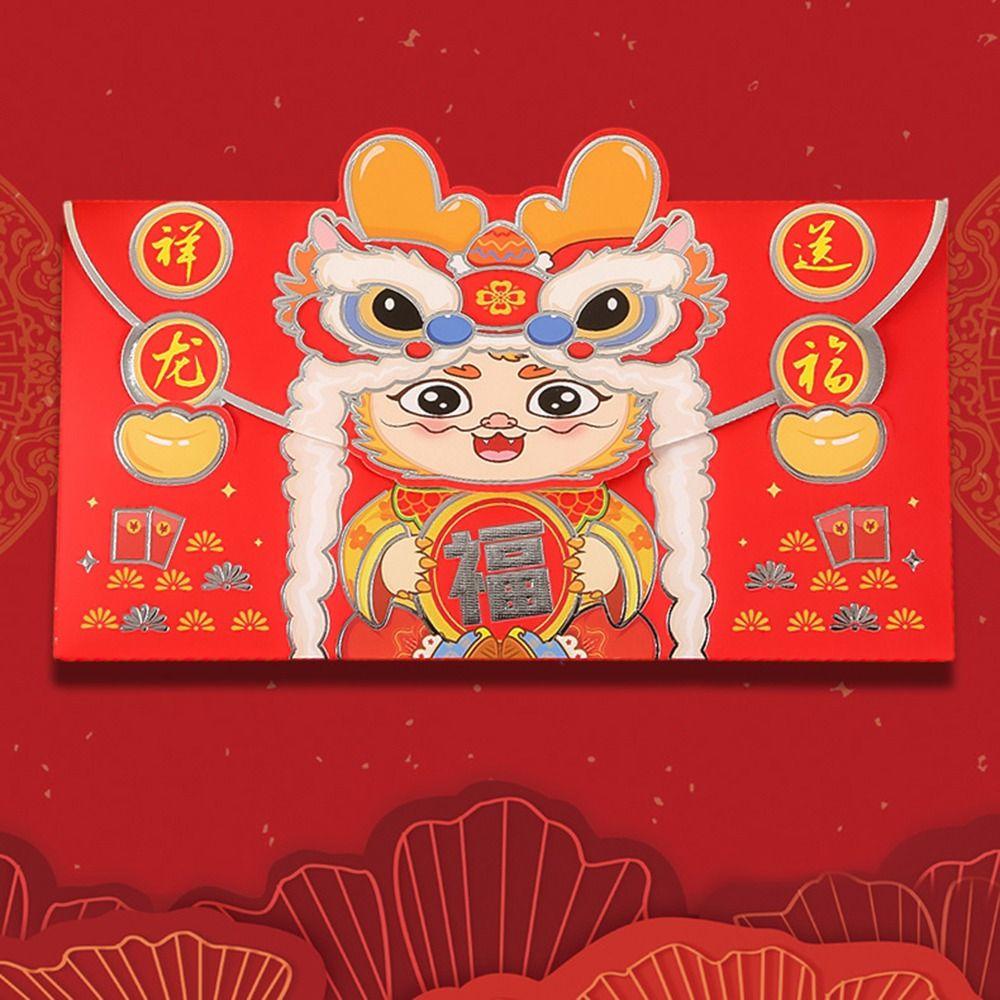 Set 4 Bao Lì Xì Năm Mới Hình Đầu Sư Tử Ba Chiều Sáng Tạo