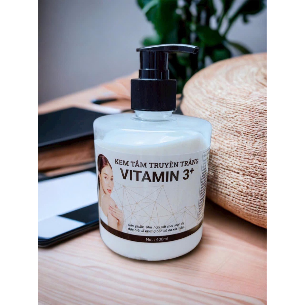 KEM TẮM TRUYỀN TRẮNG BODY VITAMIN 3+ 400ML LÀM TRẮNG CĂNG BÓNG DA