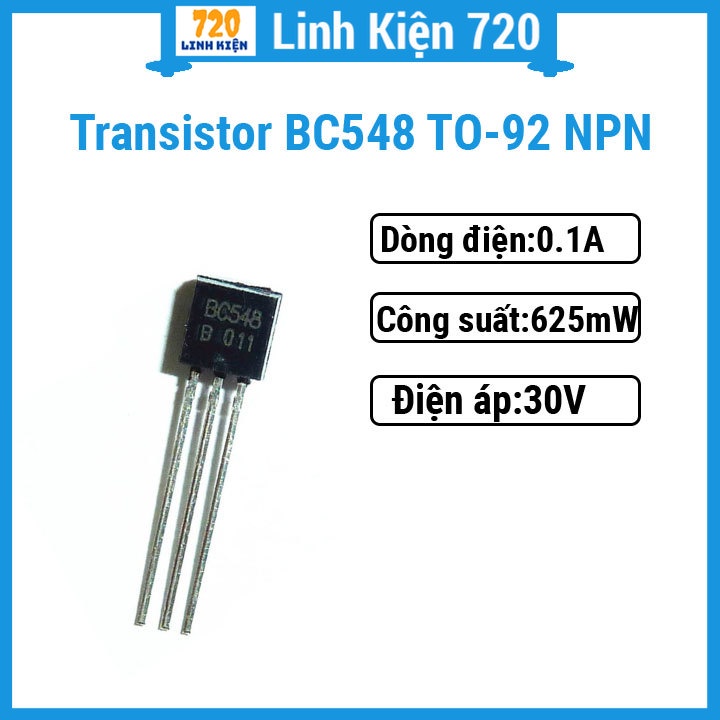 Gói 20 con Transistor BC548 TO-92 NPN 0,1A-30V, sản xuất theo chuẩn TO92